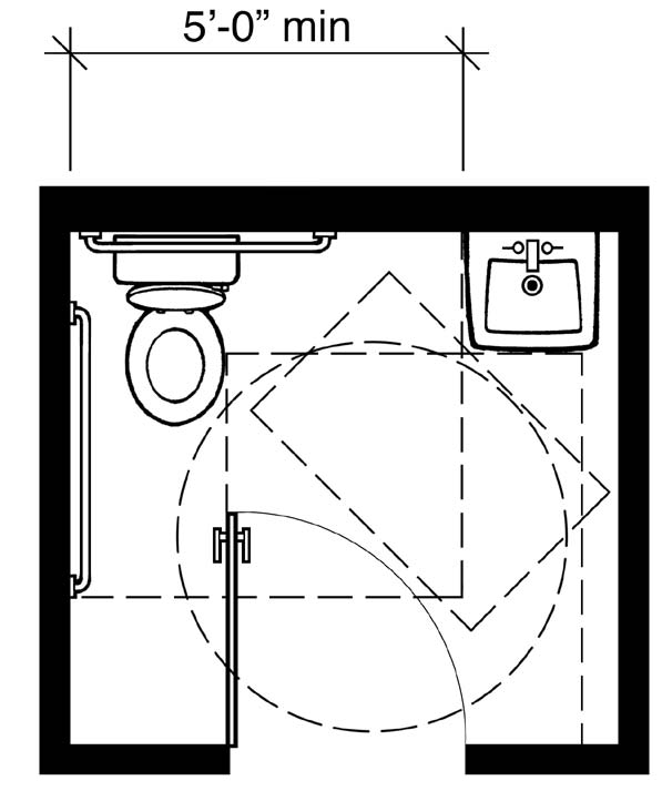 Plan-2B: 2010 Standards Minimum  with In-Swinging Door